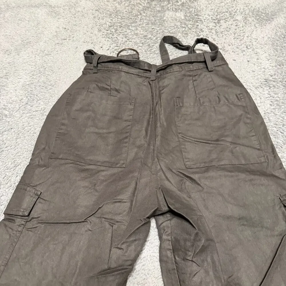 Quince Pants Womens Medium Gray Cargo Linen Blend Utility Pocket Tapered Ankle